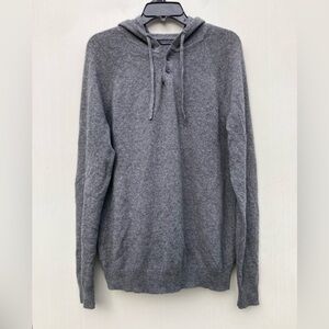 Saks Fifth Avenue 100% Cashmere Pullover Hoodie W/Drawstring Raglan Sleeve Large